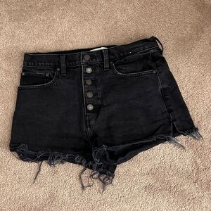 Abercrombie & Fitch Black Button-Front Denim Mom Shorts High Rise